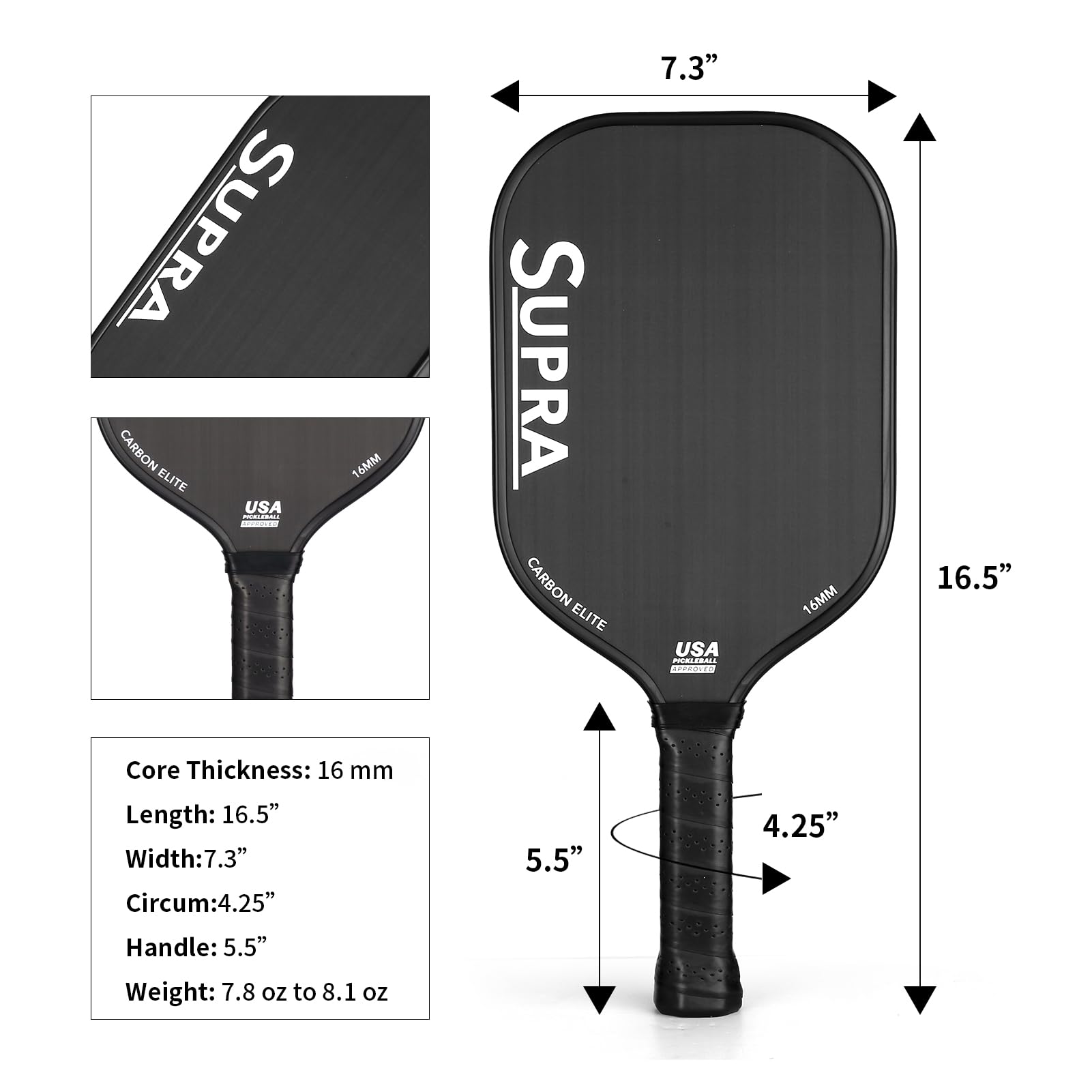 Amazon | Supra ピックルボールパドル | Carbon Elite USAPA承認